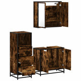 3 Piece Bathroom Furniture Set Smoked Oak Engineered Wood 3301007