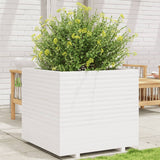 ZNTS Garden Planter White 80x80x72 cm Solid Wood Pine 3282625