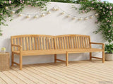 Handcarved Rose Bench Natural 228 x 60 x 90 cm Solid Teak Wood 42030016