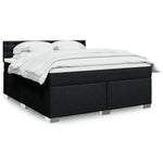 ZNTS Box Spring Bed with Mattress Black 180x200 cm Fabric 3285983