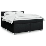 ZNTS Box Spring Bed with Mattress Black 180x200 cm Fabric 3285983