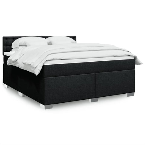 ZNTS Box Spring Bed with Mattress Black 180x200 cm Fabric 3285983