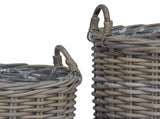 Planter Basket with Storage 2 pcs Grey Lacak Rattan 42020951