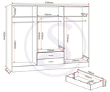 ZNTS Nevada 6 Door 2 Drawer Mirrored Wardrobe 100-101-112