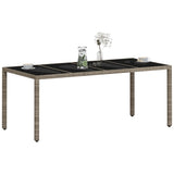 Garden Table with Glass Top Light Grey 190x90x75 cm Poly Rattan 368128