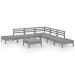 ZNTS 8 Piece Garden Lounge Set Solid Pinewood Grey 3082654