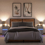 ZNTS Bedside Cabinets with LED Lights 2 pcs Grey Sonoma Engineered Wood 852009