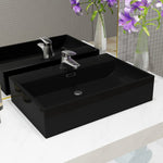 ZNTS Basin with Faucet Hole Ceramic Black 76x42.5x14.5 cm 142743