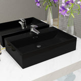 Basin with Faucet Hole Ceramic Black 76x42.5x14.5 cm 142743