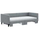 Daybed with Trundle and Mattresses Light Grey 90x190 cm Fabric 3196649