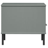 Bedside Table with Metal Legs Grey Solid Wood Pine OSLO 351031
