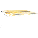 ZNTS Manual Retractable Awning with Posts 5x3 m Yellow and White 3070178