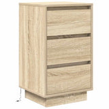 Bedside Cabinet with LED Lights Sonoma Oak 38x34x65 cm 861303