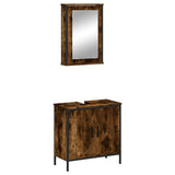 2 Piece Bathroom Furniture Set Smoked Oak Engineered Wood 3214782