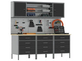 Work Cabinet with Drawer 7 pcs Black Engineered Wood and Steel 3321436
