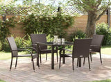Garden Dining Set 5 pcs Brown Powder-Coated Steel 3379395