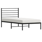 ZNTS Metal Bed Frame without Mattress with Headboard Black 80x200cm 352310
