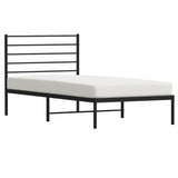ZNTS Metal Bed Frame without Mattress with Headboard Black 80x200cm 352310