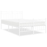 Metal Bed Frame without Mattress with Footboard White 120x200cm 373756