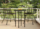 Bar Stool Set of 2 Black PE Rattan and Steel Regular Footrest 319431