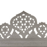 Hand carved 3-Panel Room Divider Grey 120x165 cm Solid Mango Wood 285321