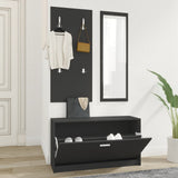 3-in-1 Shoe Cabinet Set Black Engineered Wood 342571