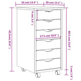Rolling Cabinet with Drawers "MOSS" Honey Brown Solid Wood Pine 4015783