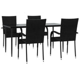 Garden Dining Set Black Poly Rattan Standard Foldable 3156668