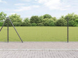 Fence Post with Concrete Base 13 pcs Grey Powder-Coated Steel 42004309
