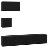 TV Cabinet Set 4 pcs Black Oak Engineered Wood 3393436