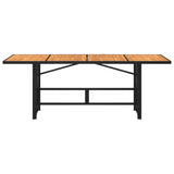 Garden Table with Acacia Wood Top Black 190x80x75 cm Poly Rattan 365600
