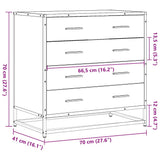Drawer Cabinet Brown Oak 70x41x70 cm Engineered Wood 849083