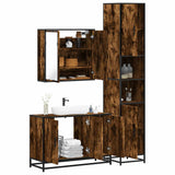 3 Piece Bathroom Furniture Set Smoked Oak Engineered Wood 3301072