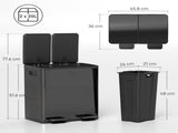 40L Dual Compartment Stainless Steel Bin, with Deodoriser Holders - Glossy Black T3398P344544