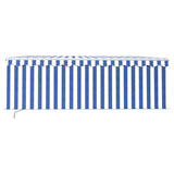 Manual Retractable Awning with Blind 4x3m Blue&White 3069296