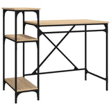 Desk with Shelves Sonoma Oak 105x50x90 cm Engineered Wood&Iron 826715
