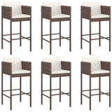 7 Piece Garden Bar Set with Cushions Brown Poly Rattan 3203926