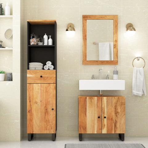 3 Piece Bathroom Furniture Set Solid Wood Acacia 3200638