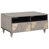 Coffee Table with Drawer Grey 80 x 54 x 40 cm Solid Mango Wood 4018785
