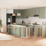 Dog Gate with Door Foldable 9 Panels 450 cm Poplar Wood 3155532