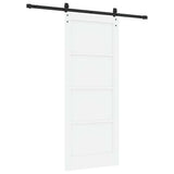 Sliding Door White and Black 83 x 202 cm Solid Pine Wood 3333169