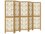 Room Divider 5 Panels Brown Solid Wood Paulownia 358870