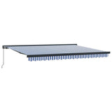 Retractable Awning Blue and White 450 x 300 cm Fabric and Metal 3330849