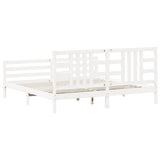 Bed Frame without Mattress White 200x200 cm Solid Wood 3193942