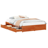 Bed Frame with Drawer with Storage Wax Brown Solid Pine Wood 3423809