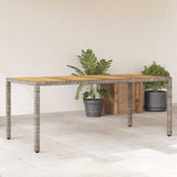 Garden Table with Acacia Wood Top Grey 190x90x75 cm Poly Rattan 365542
