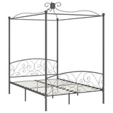 284482 Canopy Bed Frame without Mattress Grey Metal 120x200 cm