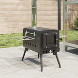 Tent Wood Stove with Chimney and Foldable Legs Black Steel 4005748