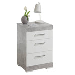 ZNTS FMD Bedside Table with 3 Drawers Concrete Grey and Glossy White 428707