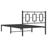 Metal Bed Frame without Mattress with Headboard Black 100x190cm 374235